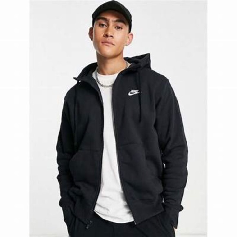 Nike Club Fleece Navy zip Hoody size Large